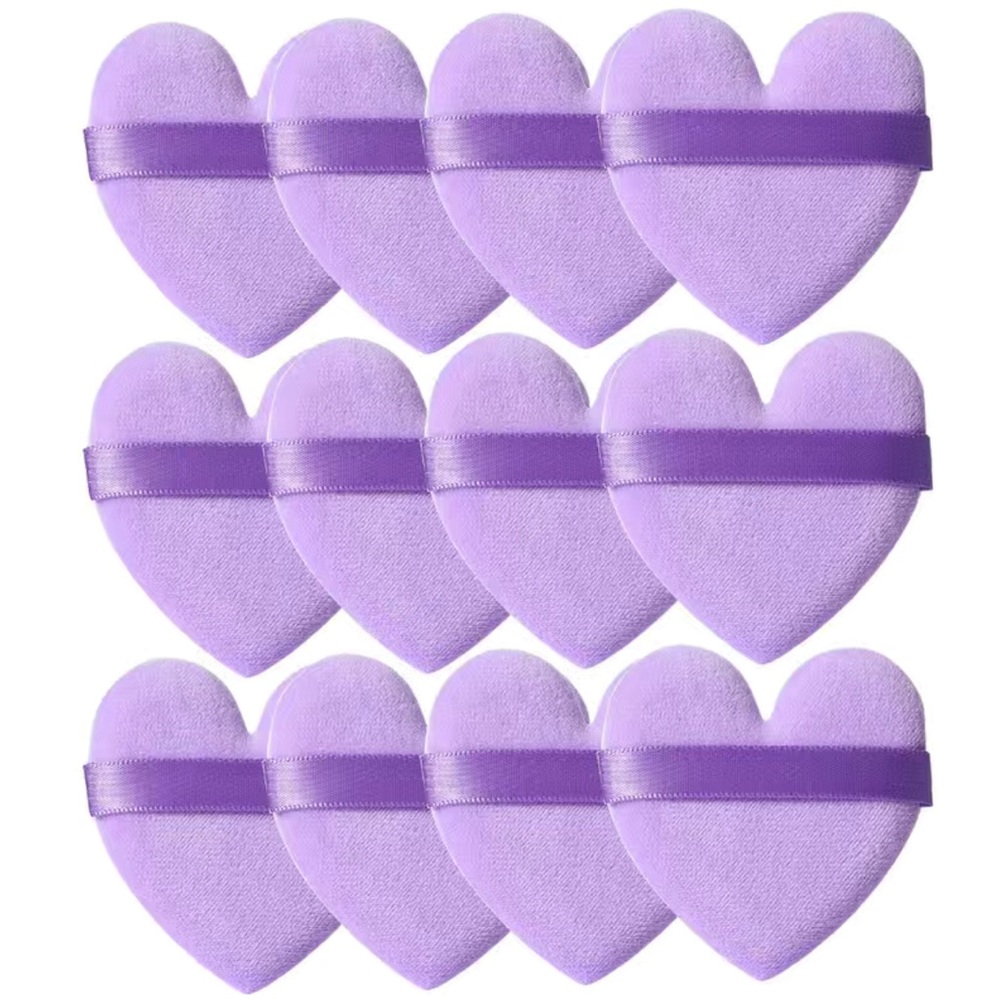 Set of 6 Powder Puffs Make Up Puffs With Strap Heart Shaped Powder Puffs - Picture 2 of 6